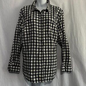 St. John’s Bay Black & White Gingham Button-Up Shirt – Women’s Size PXXL